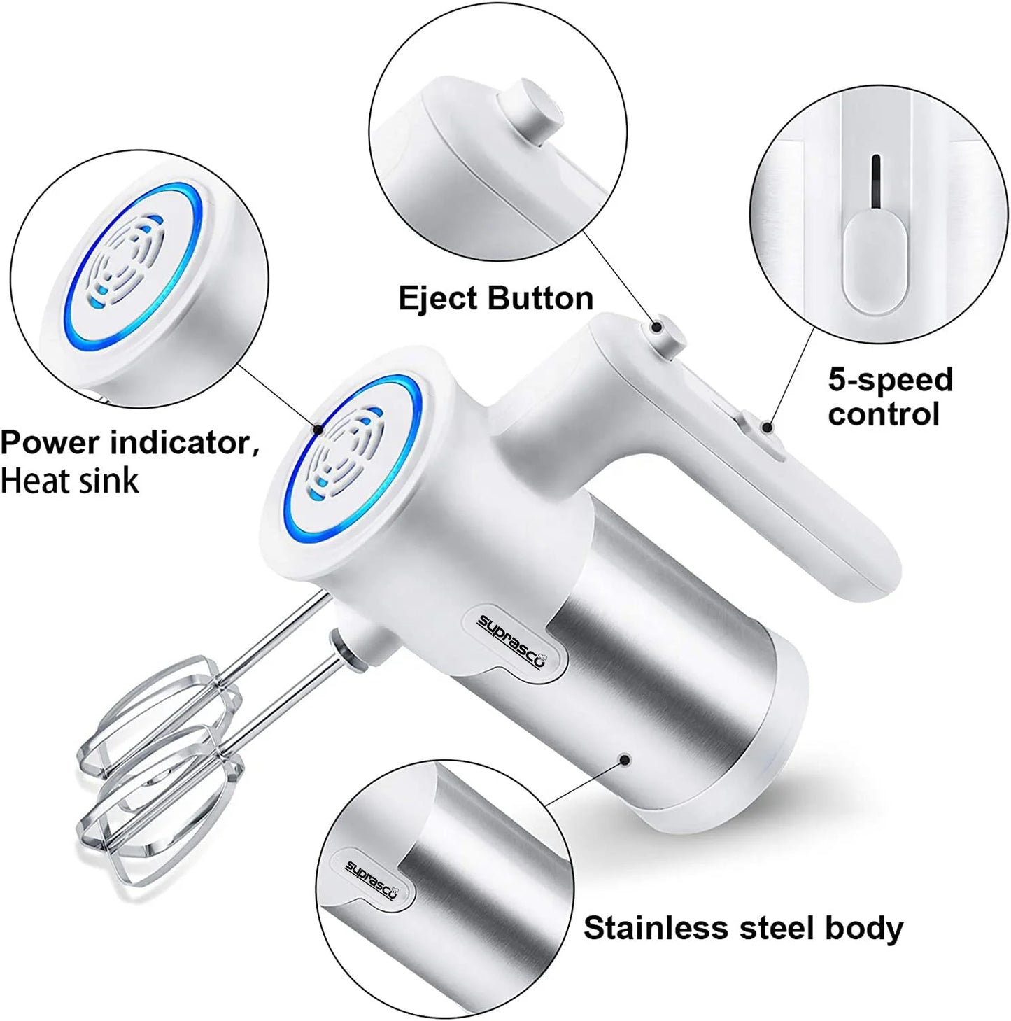 300W 5-Speed Automatic Electric Stand Mixer Tilt-Head Design Beater Ejector Dough Hook Plastic Housing UK Plug Household
