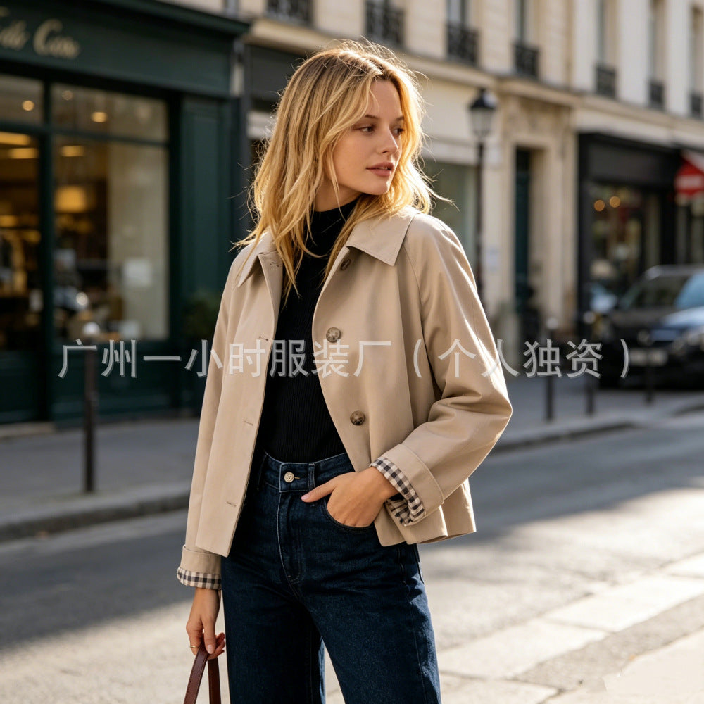 2026 European and American Cross-Border Amazon Women's Casual Simple Jacket Long-Sleeve Single-Breasted Autumn and Winter Coat