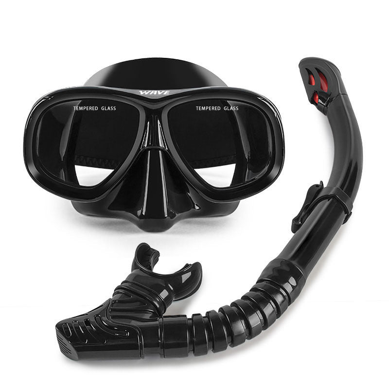 Wave Snorkeling Set Diving Goggles Diving Set Full Dry Breathing Apparatus with Prescription Lenses