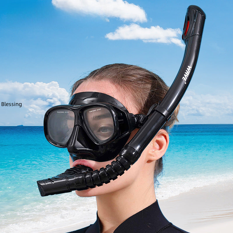 Wave Snorkeling Set Diving Goggles Diving Set Full Dry Breathing Apparatus with Prescription Lenses