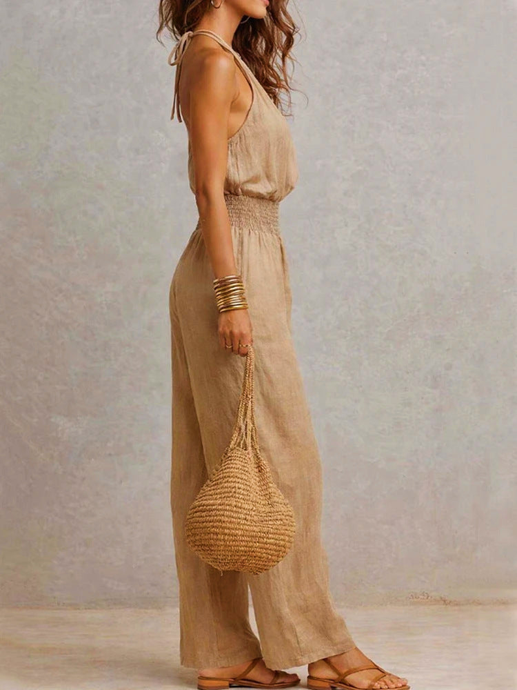 2026 Cross-Border Summer Hot-Selling Loose Casual Wide-Leg Pants European and American Retro Straight-Leg Workwear Overalls for Women