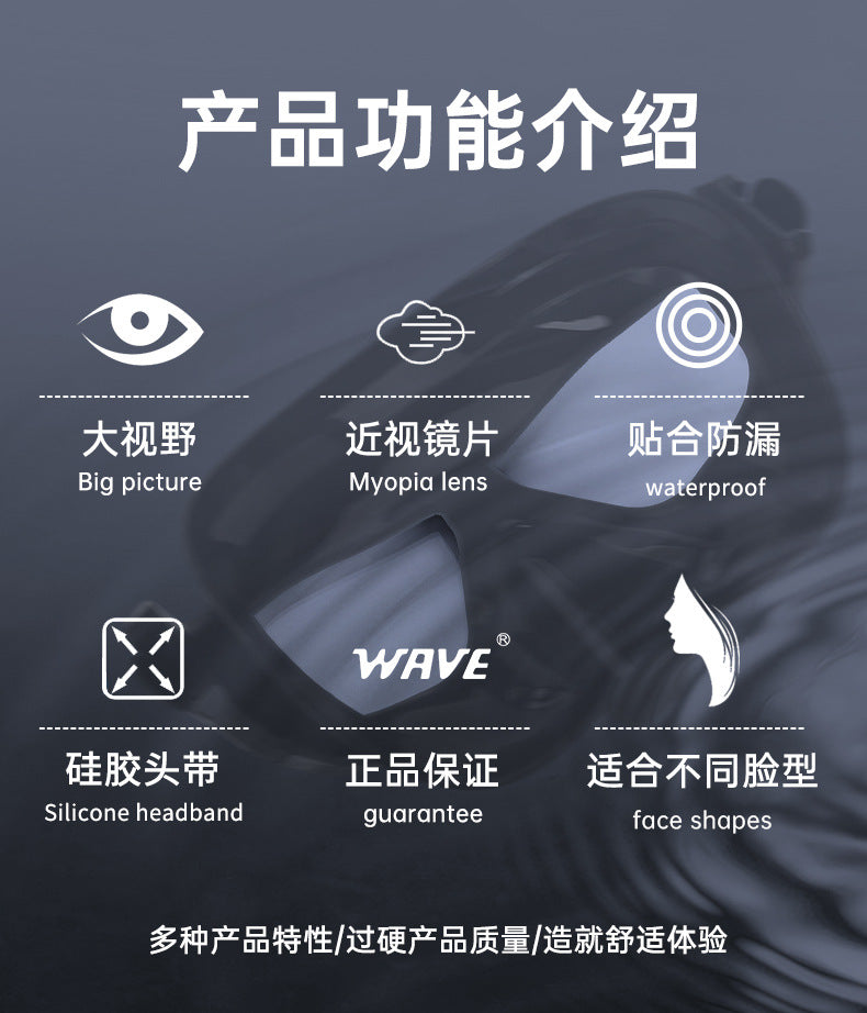 Wave Snorkeling Set Diving Goggles Diving Set Full Dry Breathing Apparatus with Prescription Lenses