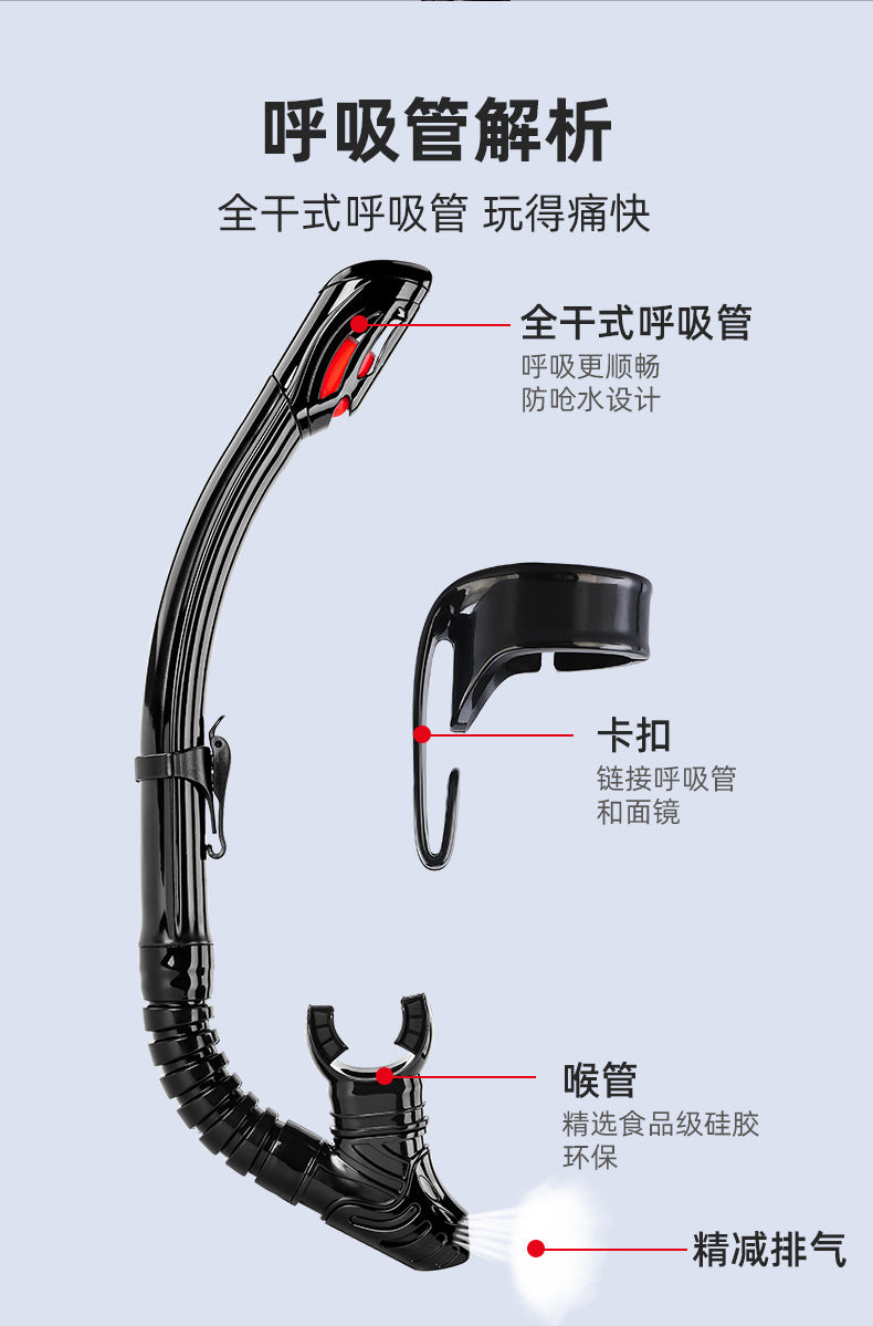 Wave Snorkeling Set Diving Goggles Diving Set Full Dry Breathing Apparatus with Prescription Lenses