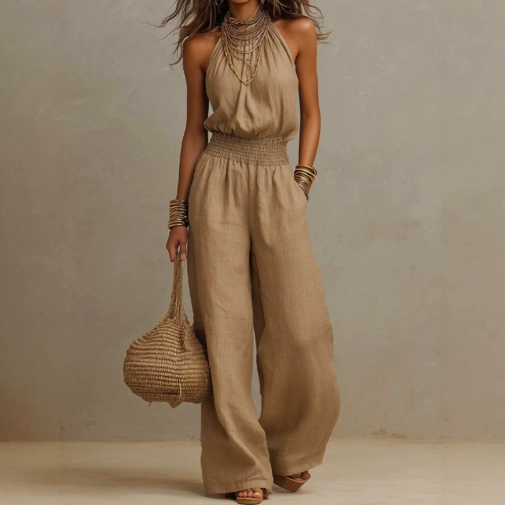 2026 Cross-Border Summer Hot-Selling Loose Casual Wide-Leg Pants European and American Retro Straight-Leg Workwear Overalls for Women