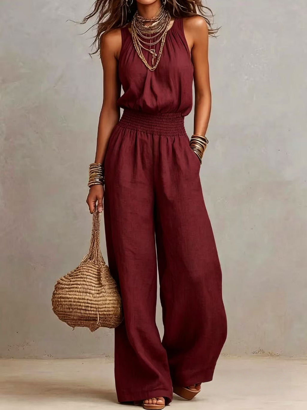 2026 Cross-Border Summer Hot-Selling Loose Casual Wide-Leg Pants European and American Retro Straight-Leg Workwear Overalls for Women
