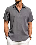 Mens Golf Shirts for Men Summer Beach Loose Shirt Button Down Short Sleeve Blouses Solid Print Casual Linen Shirts Streetwear