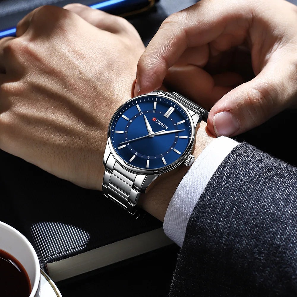 CURREN 8430 Classic Fashion Men's Quartz Watch Elegant Daily Waterproof Luminous Stainless Steel Strap Simple Casual Men's Clock