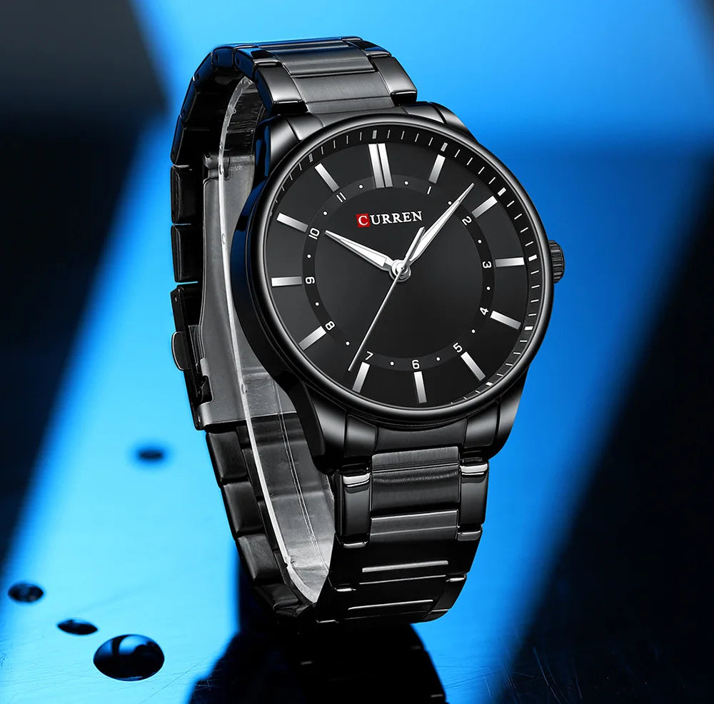 CURREN 8430 Classic Fashion Men's Quartz Watch Elegant Daily Waterproof Luminous Stainless Steel Strap Simple Casual Men's Clock