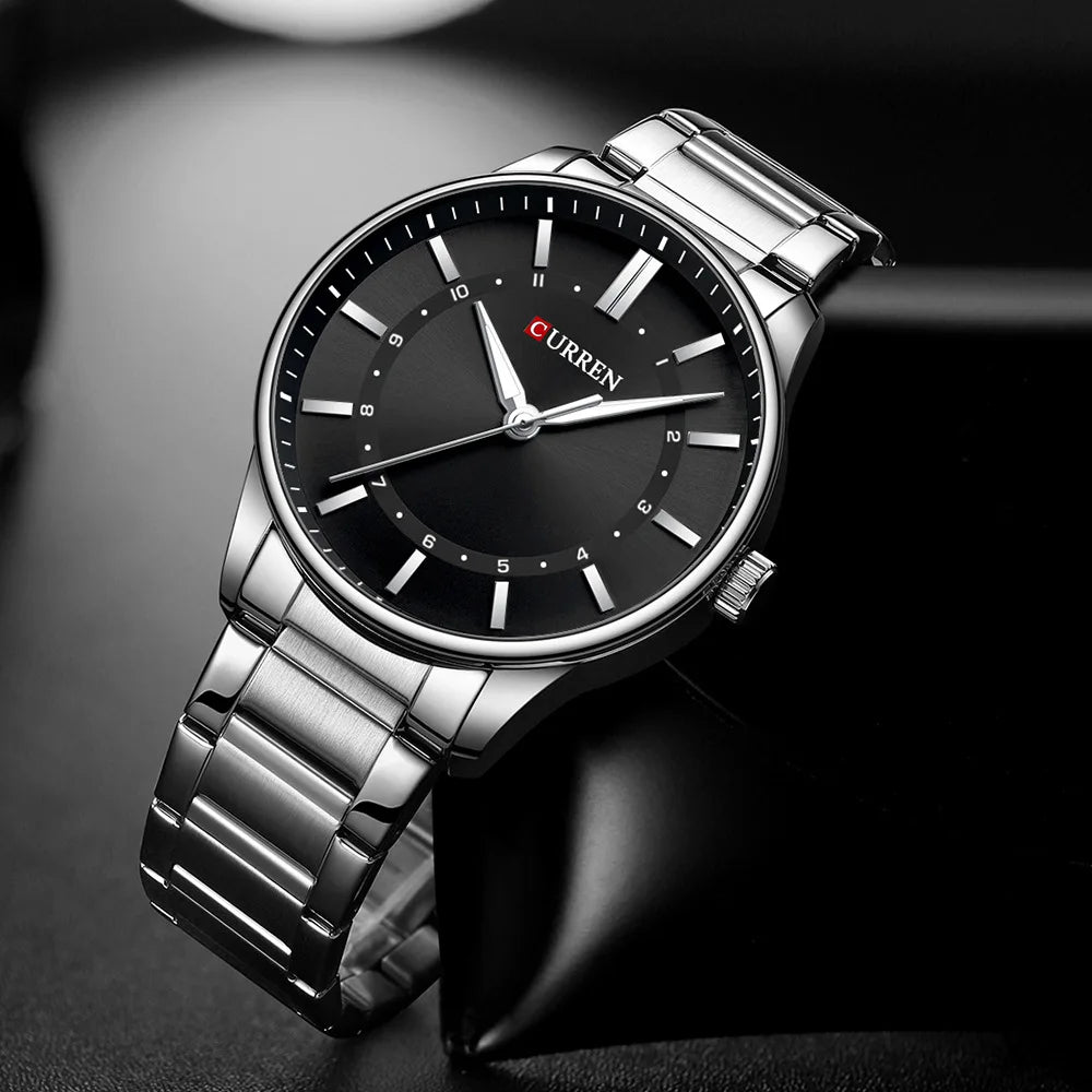 CURREN 8430 Classic Fashion Men's Quartz Watch Elegant Daily Waterproof Luminous Stainless Steel Strap Simple Casual Men's Clock