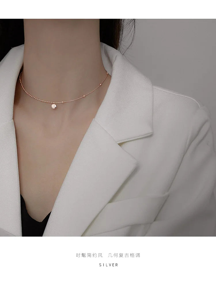 925 Sterling Silver Lucky Pendant Choker Necklaces For Women Aesthetic Elegant Jewelry Charms Accessories Money 925 Jewellery