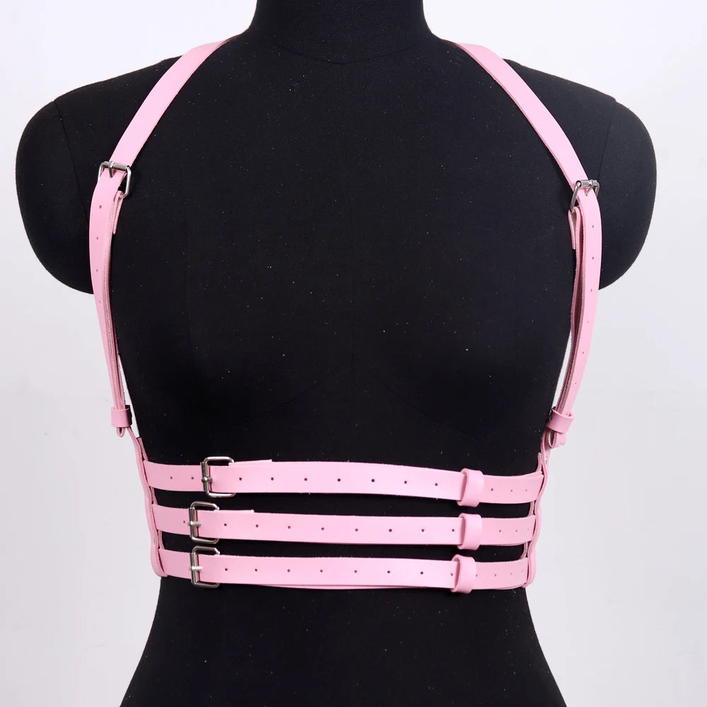 Women Punk Leather Harness Belt Fashion Waist Belts Gothic Strap Chest Chains Belt Rave Harness Belts