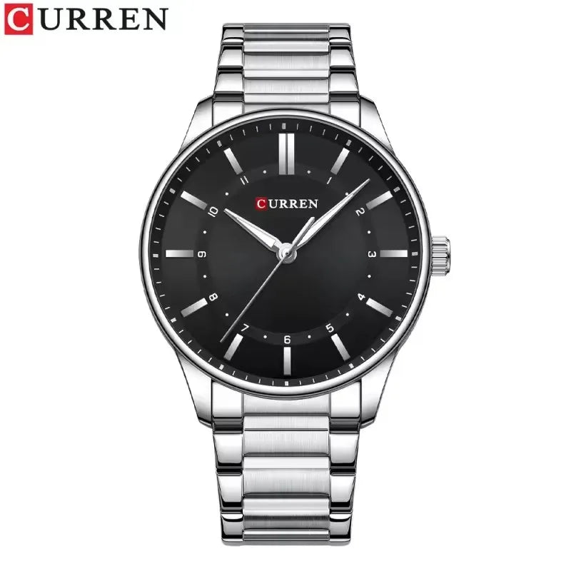 CURREN 8430 Classic Fashion Men's Quartz Watch Elegant Daily Waterproof Luminous Stainless Steel Strap Simple Casual Men's Clock