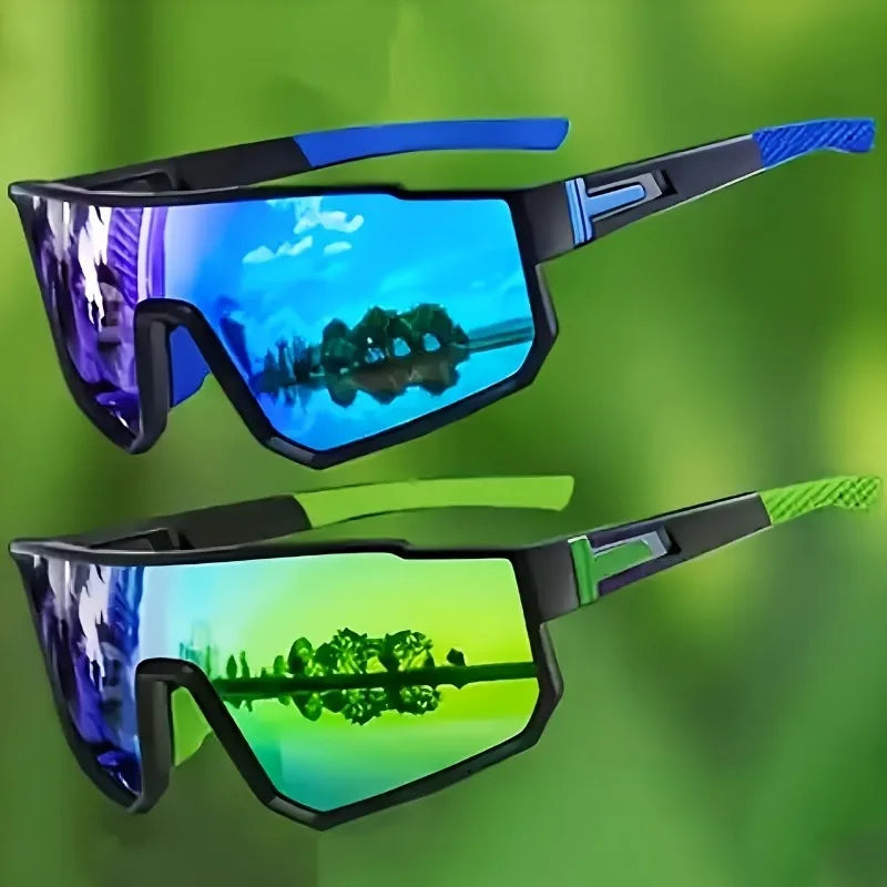 2pcs Colorful Cycling Glasses Mountain Bike Wind and Sand Blocking Goggles Fashionable Sports Sunglasses for Men and Women
