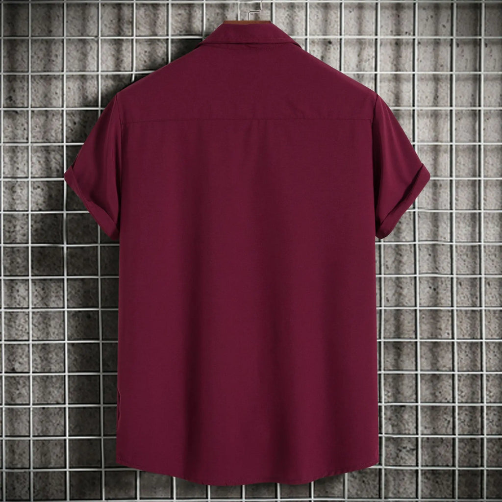 New Short Sleeve Shirts for Men Fashion Solid Casual Lapel Cardigan Tops Men Comfort Single-breasted Blouse Summer Beach Shirts