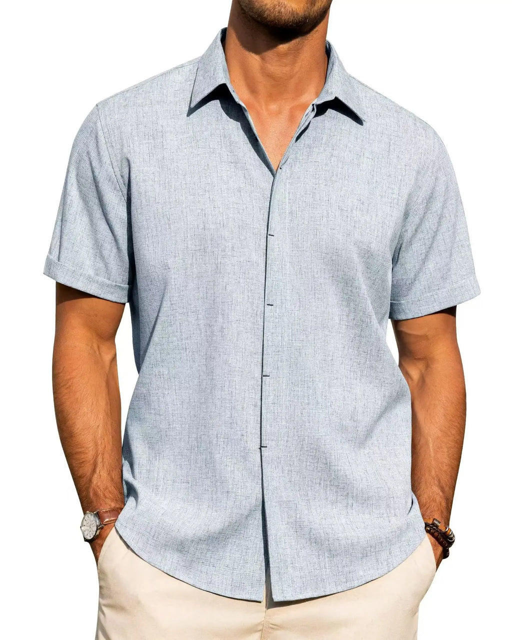 Mens Golf Shirts for Men Summer Beach Loose Shirt Button Down Short Sleeve Blouses Solid Print Casual Linen Shirts Streetwear
