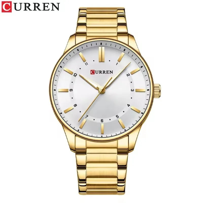 CURREN 8430 Classic Fashion Men's Quartz Watch Elegant Daily Waterproof Luminous Stainless Steel Strap Simple Casual Men's Clock