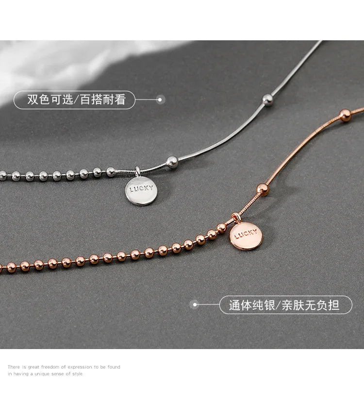 925 Sterling Silver Lucky Pendant Choker Necklaces For Women Aesthetic Elegant Jewelry Charms Accessories Money 925 Jewellery