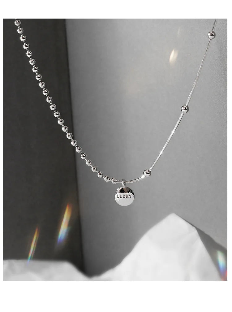 925 Sterling Silver Lucky Pendant Choker Necklaces For Women Aesthetic Elegant Jewelry Charms Accessories Money 925 Jewellery