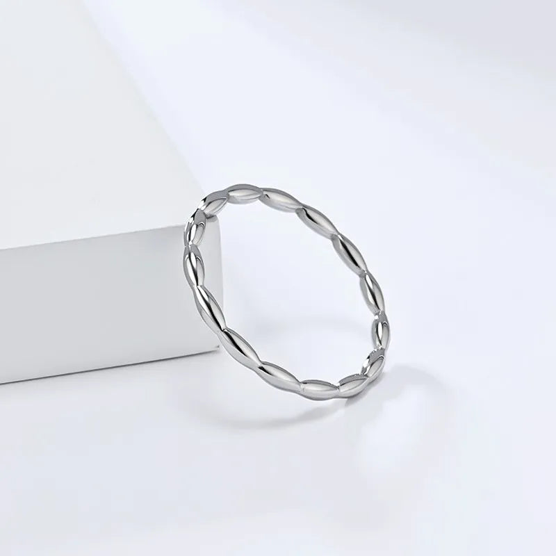 2mm Thin Stainless Steel Oval Eternity Ring Wedding Band for Women Girl Size 5-9