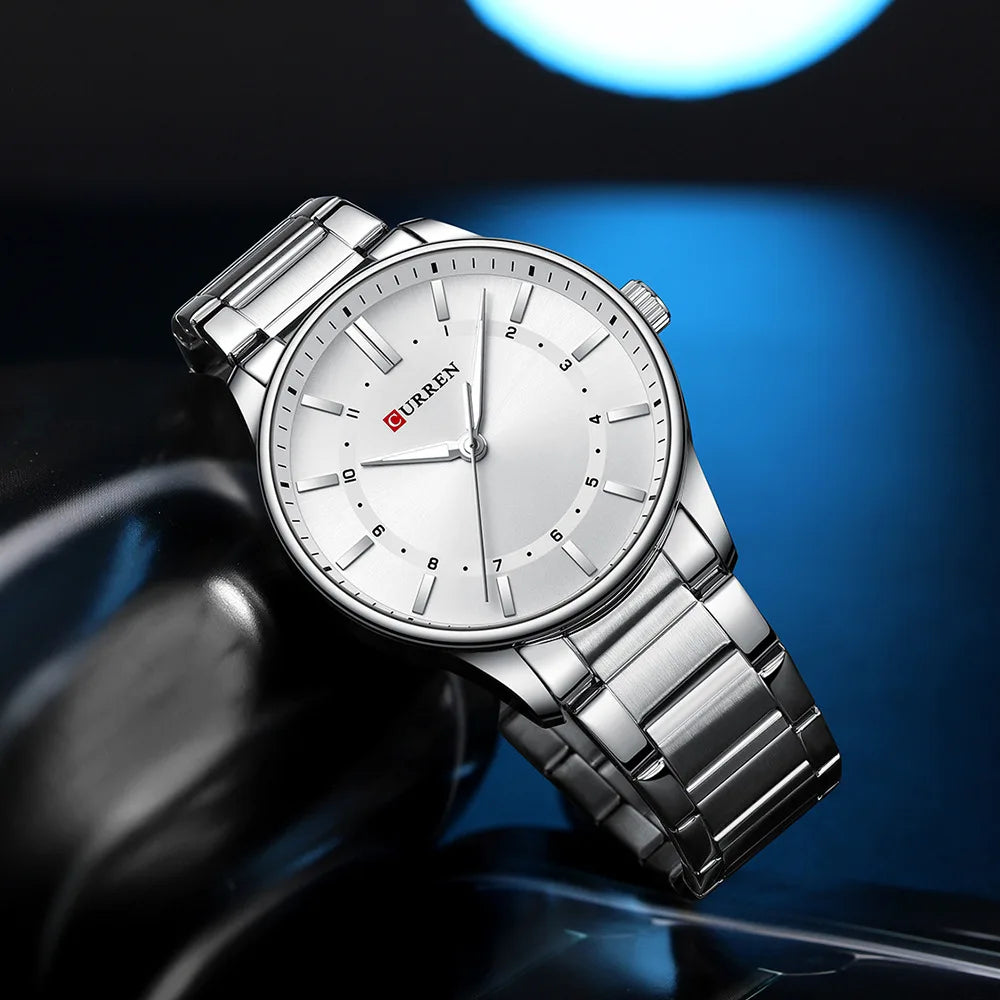 CURREN 8430 Classic Fashion Men's Quartz Watch Elegant Daily Waterproof Luminous Stainless Steel Strap Simple Casual Men's Clock