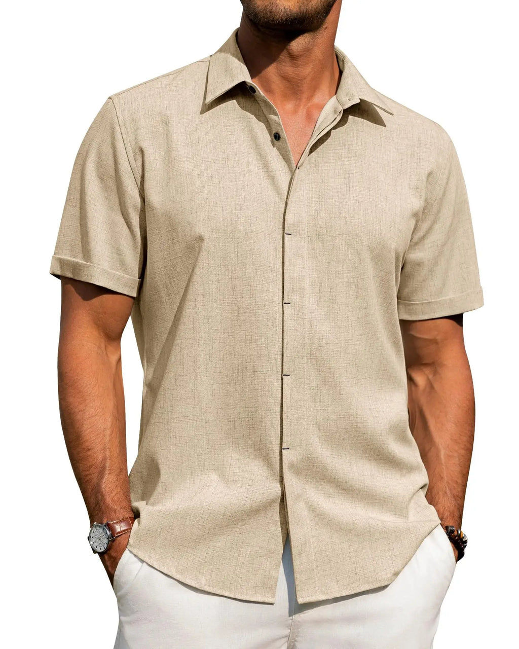 Mens Golf Shirts for Men Summer Beach Loose Shirt Button Down Short Sleeve Blouses Solid Print Casual Linen Shirts Streetwear