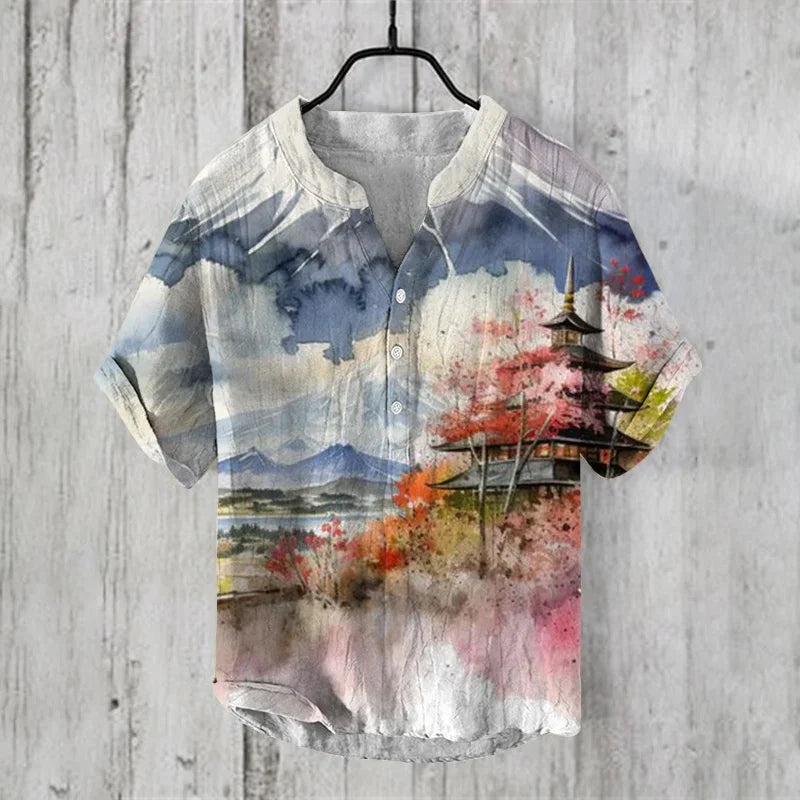 2025 New Spring And Summer men's And women's Shirts Independent Station Casual Fish Pattern Linen 3D Printed Shirts men's Tops