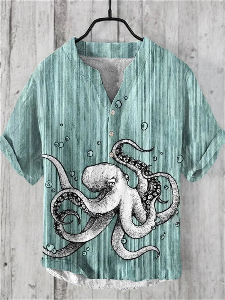 2025 New Spring And Summer men's And women's Shirts Independent Station Casual Fish Pattern Linen 3D Printed Shirts men's Tops