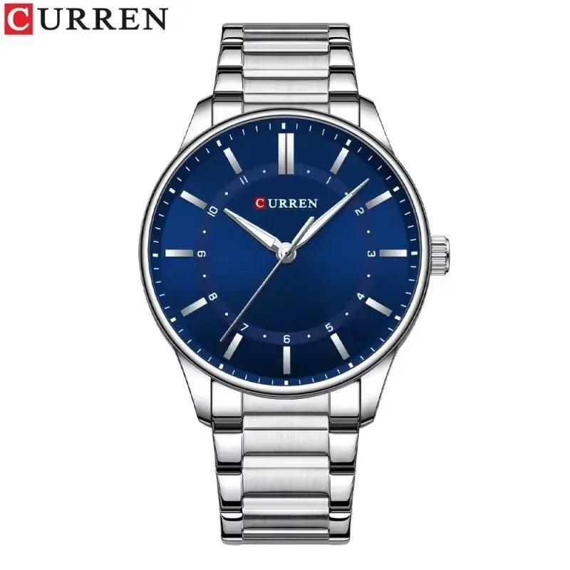 CURREN 8430 Classic Fashion Men's Quartz Watch Elegant Daily Waterproof Luminous Stainless Steel Strap Simple Casual Men's Clock