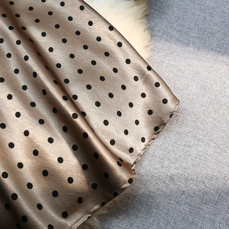 Seoulish Vintage Polka Dot Satin Mermaid Skirts for Women 2026 New Spring Summer High Waist Casual Mid Length Women's Skirts