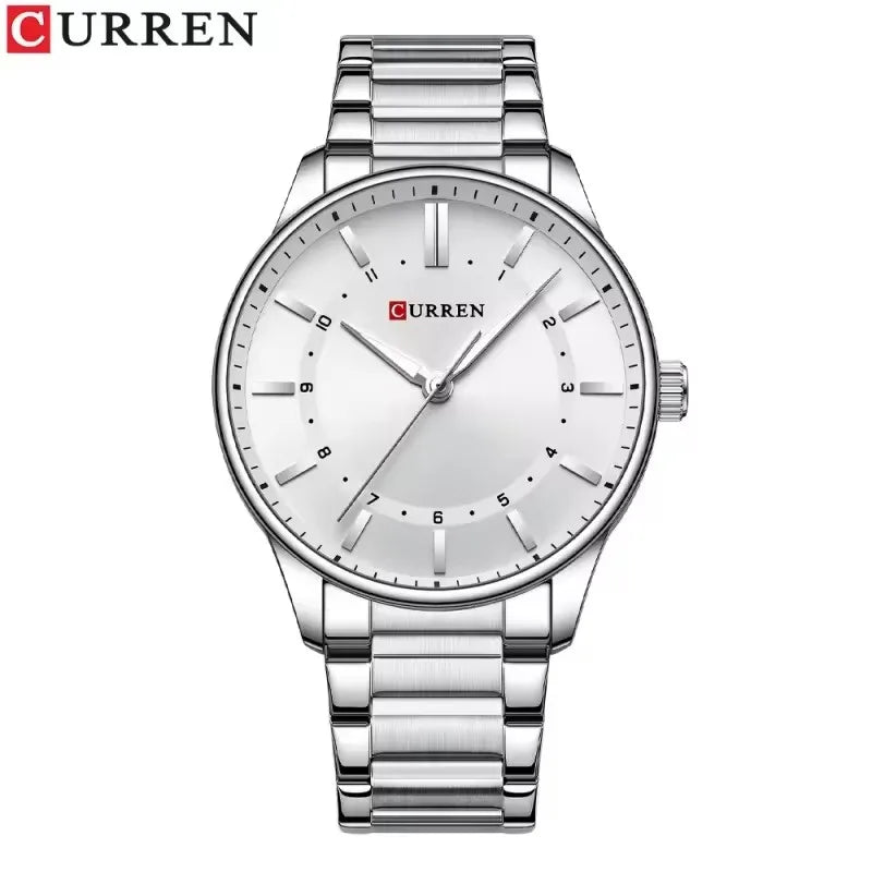 CURREN 8430 Classic Fashion Men's Quartz Watch Elegant Daily Waterproof Luminous Stainless Steel Strap Simple Casual Men's Clock