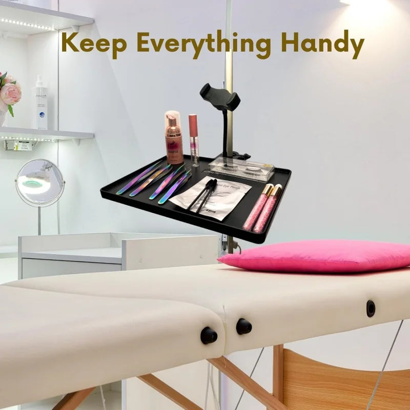 Adjustable Lash Tray Holder for Ring Light – Clip-On Organizer Stand with Phone Holder for Eyelash Extension Beauty Accessories