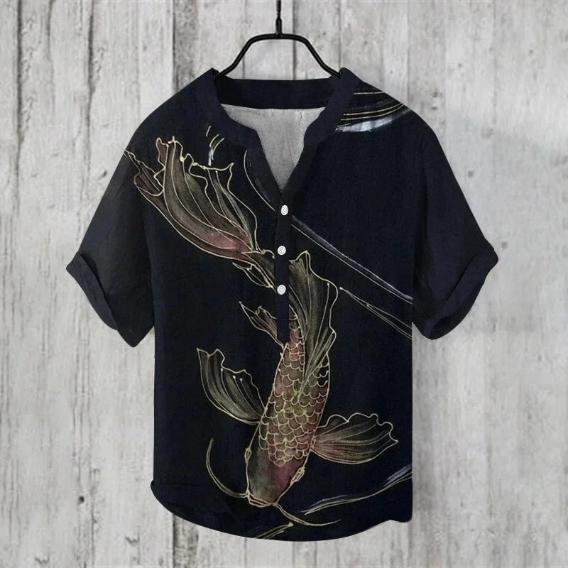 2025 New Spring And Summer men's And women's Shirts Independent Station Casual Fish Pattern Linen 3D Printed Shirts men's Tops