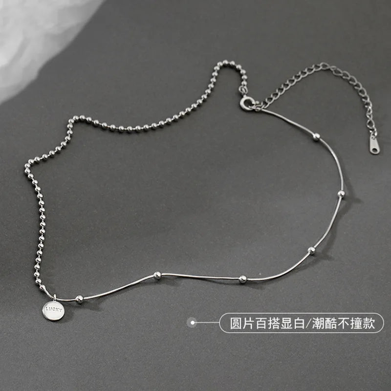 925 Sterling Silver Lucky Pendant Choker Necklaces For Women Aesthetic Elegant Jewelry Charms Accessories Money 925 Jewellery
