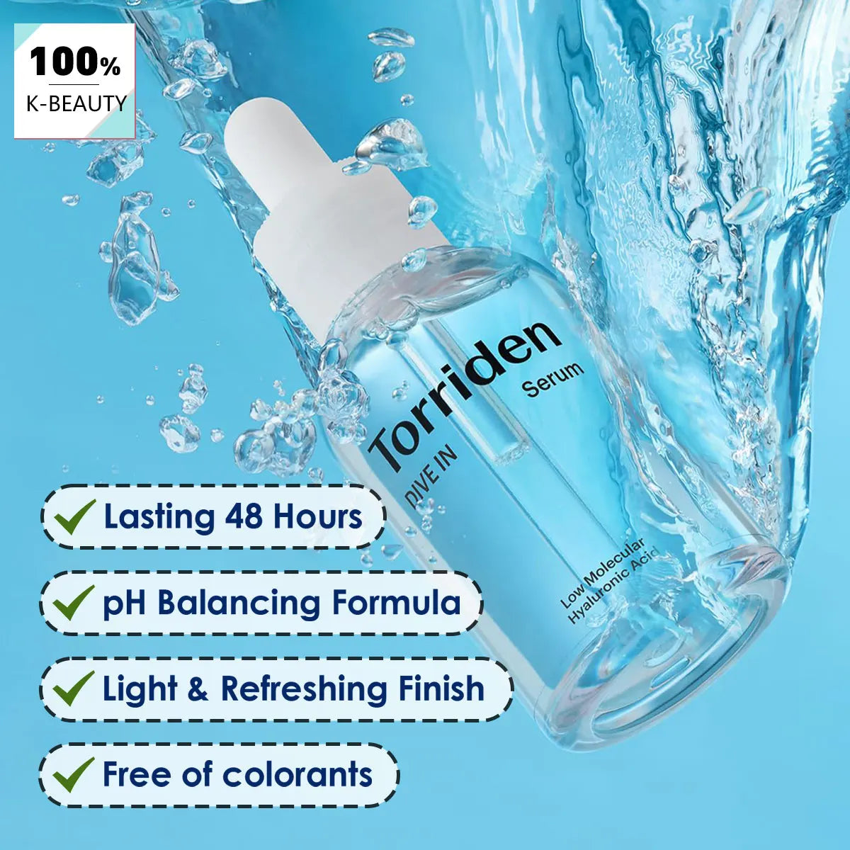 Torriden DIVE-IN Low-Molecular Hyaluronic Acid Serum 50ml,Refreshing & Non-Sticky,Korean Skincare,K-Beauty,Korean Makeup