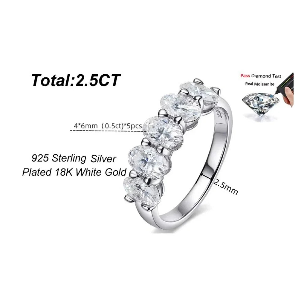 NKHOG 2.5cttw Oval Moissanite Ring For Women 925 Sterling Silver 18k Gold Plated Sparkling Wedding Rings Fine Jewelry GRA Tested