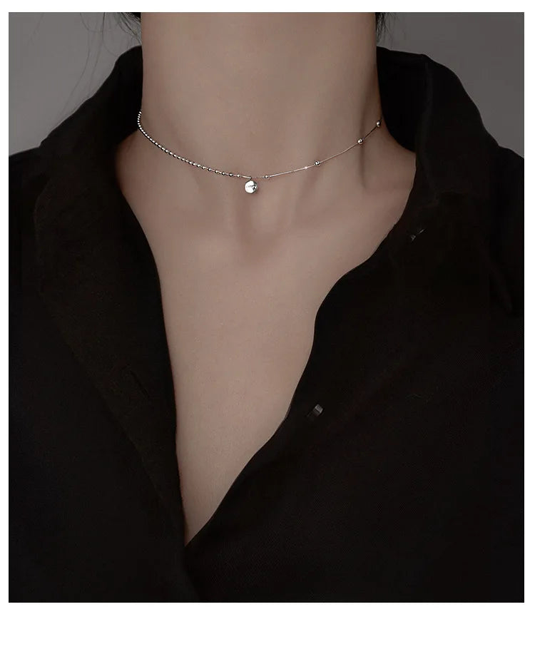 925 Sterling Silver Lucky Pendant Choker Necklaces For Women Aesthetic Elegant Jewelry Charms Accessories Money 925 Jewellery