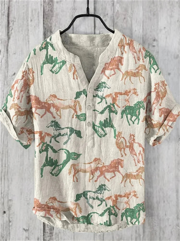 2025 New Spring And Summer men's And women's Shirts Independent Station Casual Fish Pattern Linen 3D Printed Shirts men's Tops