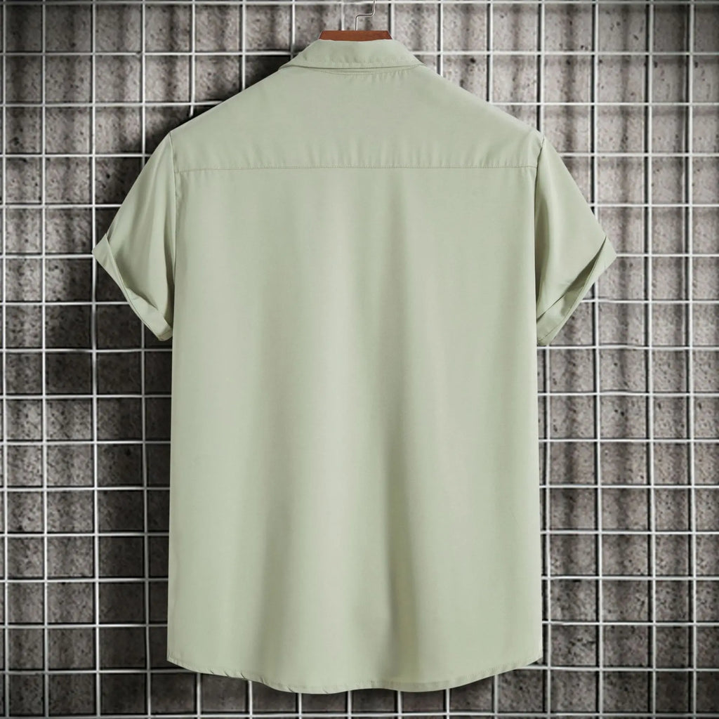 New Short Sleeve Shirts for Men Fashion Solid Casual Lapel Cardigan Tops Men Comfort Single-breasted Blouse Summer Beach Shirts