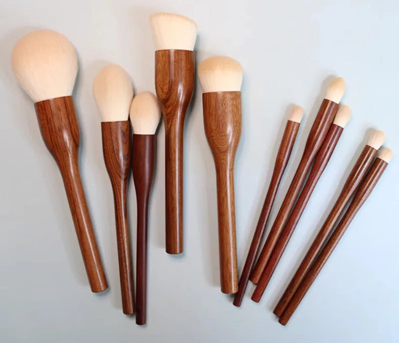 10PCS Sandalwood Makeup Brushes Set Powder Blush Foundation Blender Sculpting Eye Shadow Professional Beauty Make Up Brush