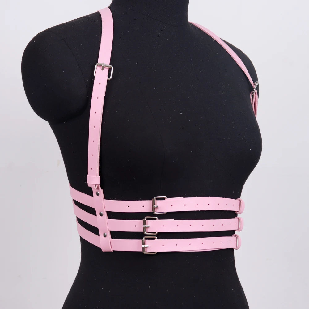 Women Punk Leather Harness Belt Fashion Waist Belts Gothic Strap Chest Chains Belt Rave Harness Belts