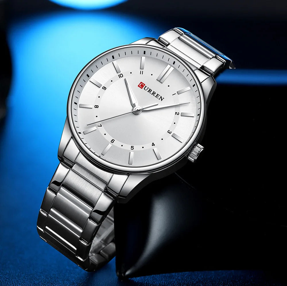 CURREN 8430 Classic Fashion Men's Quartz Watch Elegant Daily Waterproof Luminous Stainless Steel Strap Simple Casual Men's Clock