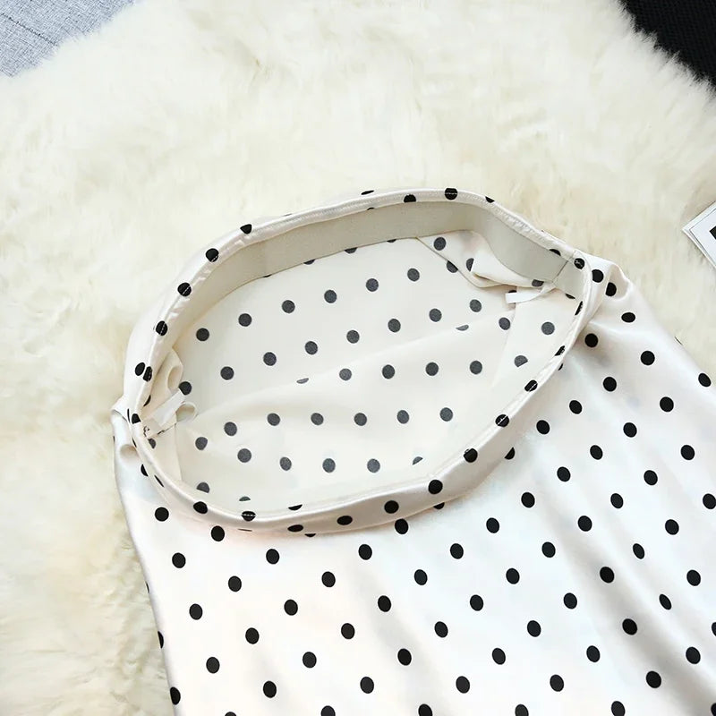 Seoulish Vintage Polka Dot Satin Mermaid Skirts for Women 2026 New Spring Summer High Waist Casual Mid Length Women's Skirts