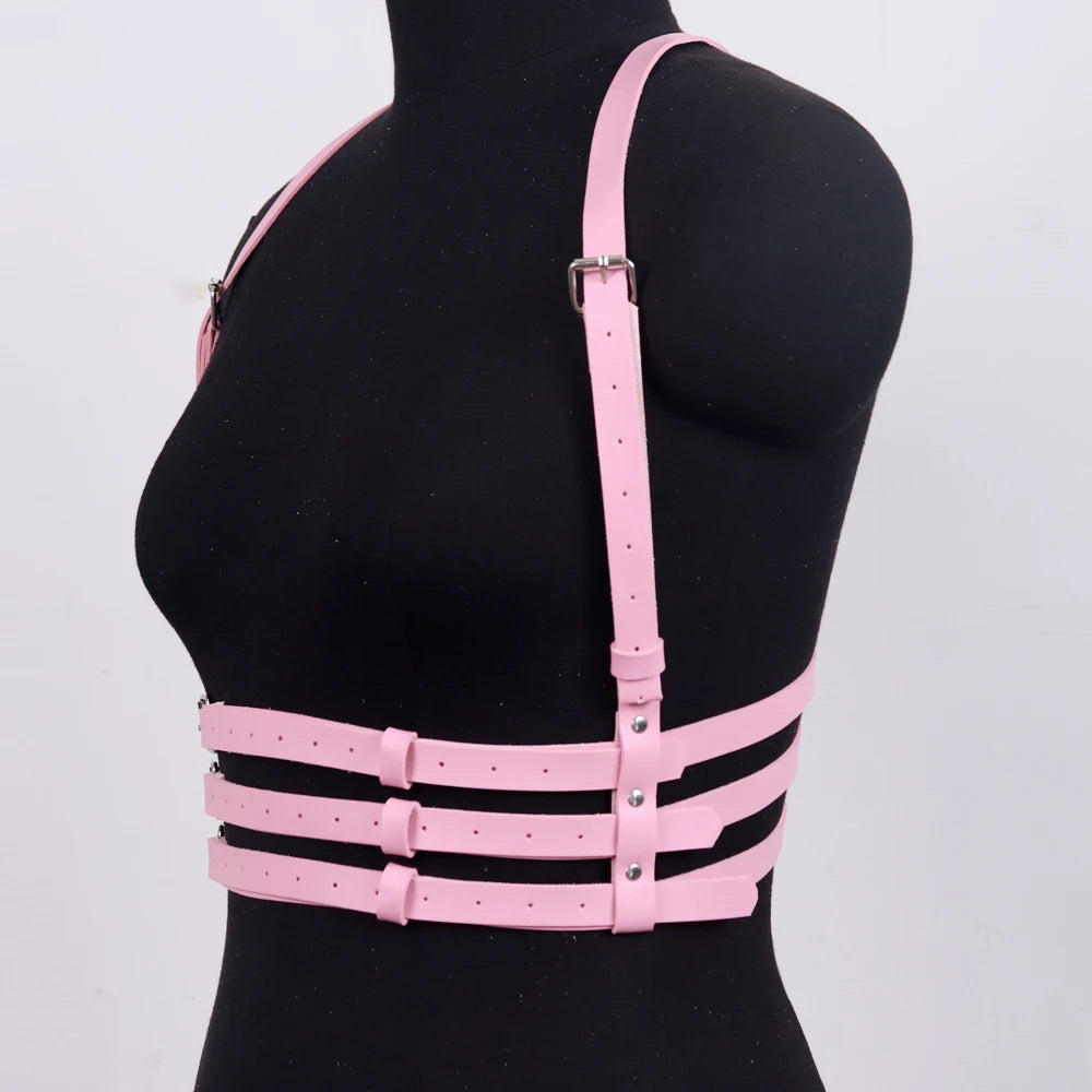 Women Punk Leather Harness Belt Fashion Waist Belts Gothic Strap Chest Chains Belt Rave Harness Belts
