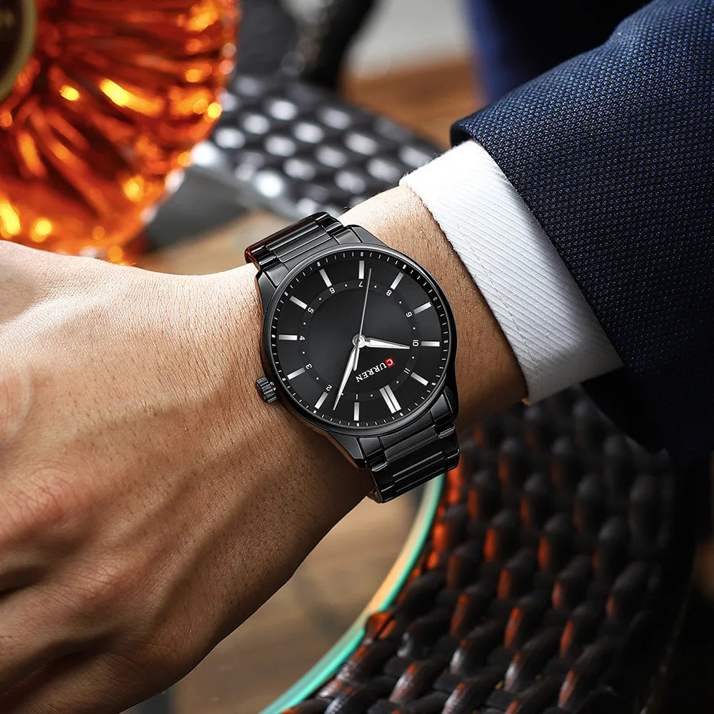 CURREN 8430 Classic Fashion Men's Quartz Watch Elegant Daily Waterproof Luminous Stainless Steel Strap Simple Casual Men's Clock