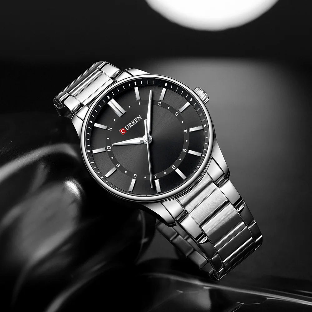 CURREN 8430 Classic Fashion Men's Quartz Watch Elegant Daily Waterproof Luminous Stainless Steel Strap Simple Casual Men's Clock
