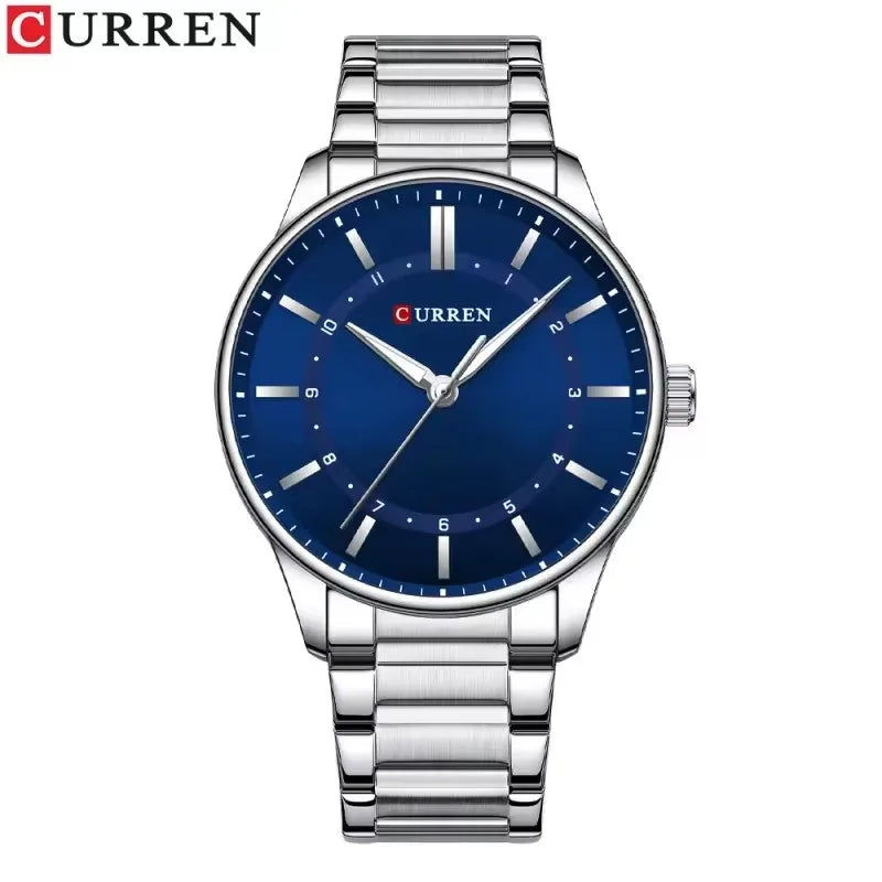 CURREN 8430 Classic Fashion Men's Quartz Watch Elegant Daily Waterproof Luminous Stainless Steel Strap Simple Casual Men's Clock
