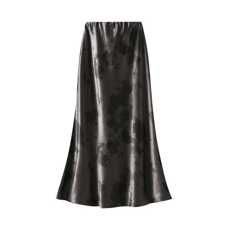 Seoulish Vintage Polka Dot Satin Mermaid Skirts for Women 2026 New Spring Summer High Waist Casual Mid Length Women's Skirts