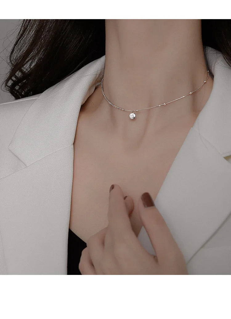 925 Sterling Silver Lucky Pendant Choker Necklaces For Women Aesthetic Elegant Jewelry Charms Accessories Money 925 Jewellery