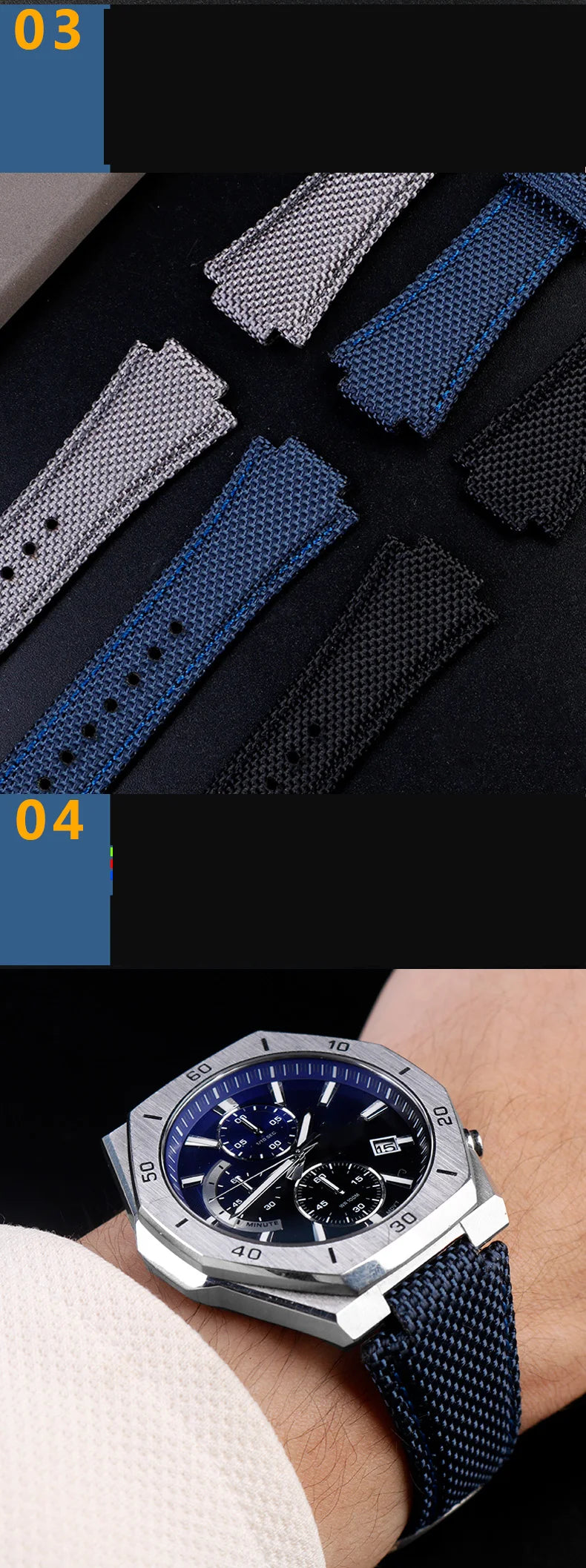 Canvas watchband for Casio Edifice EFB-680 Steel Ocean Heart Series Nylon Outdoor Watch Strap 12mm 14mm wristband Men's bracelet