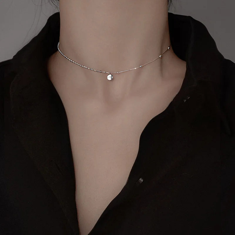 925 Sterling Silver Lucky Pendant Choker Necklaces For Women Aesthetic Elegant Jewelry Charms Accessories Money 925 Jewellery